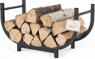Houtopslagrek Metaal - Brandhoutrek Haardrek - Hout Opslaan - Opvouwbaar Gereedschapsloos - 76 cm Breed - Zwart