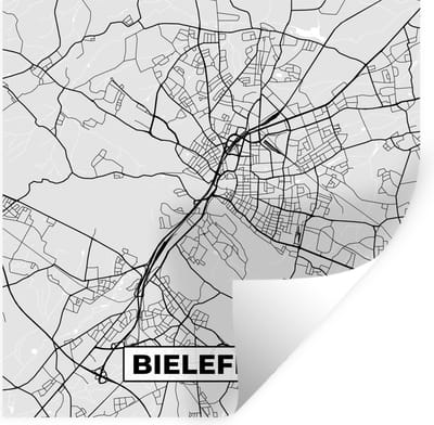 Muurstickers - Sticker Folie - Duitsland - Plattegrond - Kaart - Stadskaart - Bielefeld - 100x100 cm - Plakfolie - Muurstickers Kinderkamer - Zelfklevend Behang XXL - Zelfklevend behangpapier - Stickerfolie
