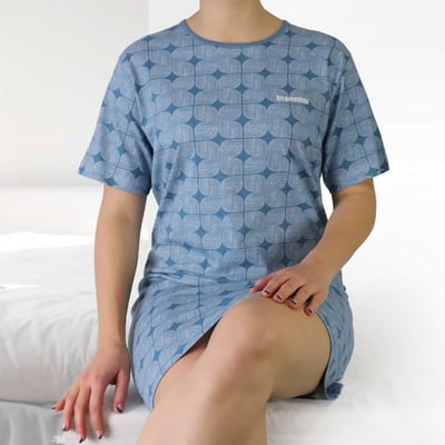 Irresistible Dames Nachthemd - Reliëf print - Ocean Blue - Maat S