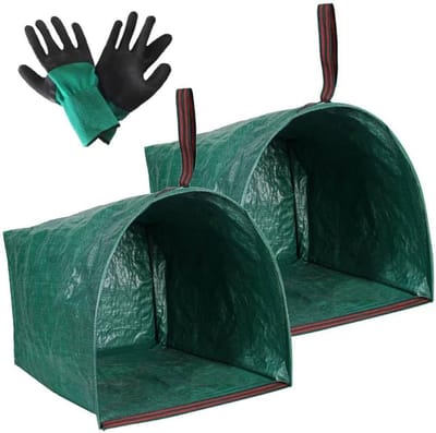 2-pack tuinafvalzakken - 105 × 56 × 43 cm - Opvouwbaar - Verpakkingsafmetingen 22 × 30 × 9cm - Grote stoffer- en blikzakken met tuinhandschoenen - Bladzakken voor tuinafval en grasmaaisel, opvouwbare prullenbak voor feesten, wasgoed en kamperen - Don