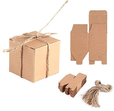 Allecto - Vintage Trouwen - Kraft Paper Gift Box - Retro Sfeer - Bruin - Baby Shower - Feestartikelen - Geschikt voor Huwelijk - 50 Stuks