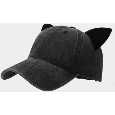 Schattige kattenoren baseballpet dames zomer zachte top petten student koppel gepersonaliseerde hoed heren hip hop streetwear zwart