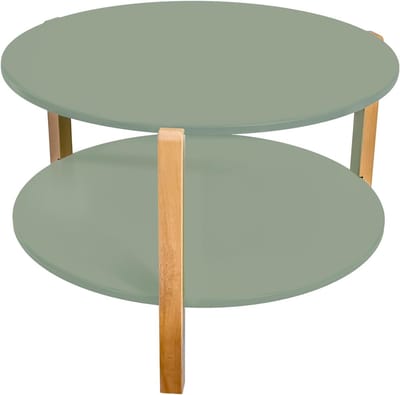 Ronde Salontafel - Eettafel Blad - Woonkamer Meubel - Stabiele Houten Poten - 75 cm Diameter - Olijfgroen