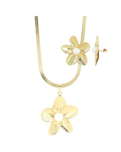 AKZENT Akzent Damen Schmuckset Statement-Schmuckset Gold – Big & Bold, Blüte mit Perle,