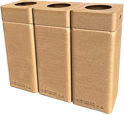 Afvalbak voordeelset 3 kartonnen afvalbakken voor afvalscheiding afm.: 37x37 cm hoog 97 cm inhoud 130 ltr