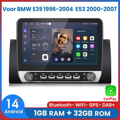 Awesafe 10.1 Inch Autoradio Ram 1GB + Rom 32GB - Geschikt voor BMW E39 1996-2004 E53 2000-2007 - Draadloos Apple Carplay & Android auto - GPS Navigatie RDS - Bluetooth & Wifi - Radio Scherm - 2000 2001 2002 2003 2004 2005 2006 2007