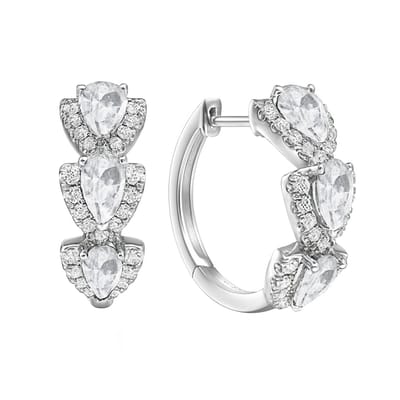 Zilverkleurige oorringen met transparante druppelvormige zirkonia – sprankelende elegante oorbellen voor dames