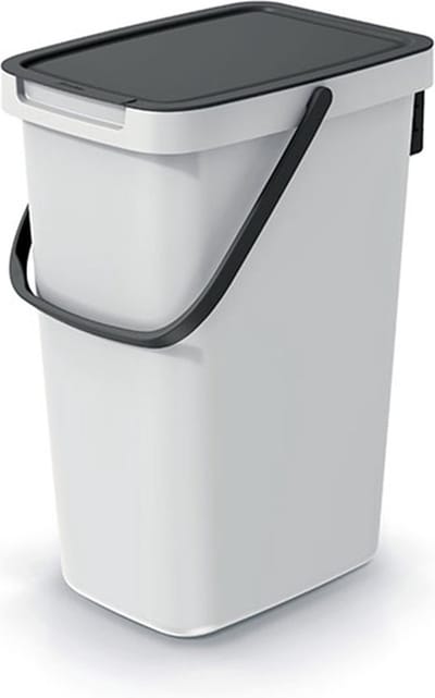 Keden GFT aanrecht afvalbak - creme wit - 12L - afsluitbaar - 20 x 26 x 37 cm - klepje/hengsel - afval scheiden