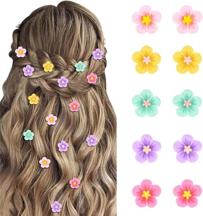 Pack of 10 kleurrijke kleine bloemen haarspelden voor meisjes en vrouwen - schattige bloemen haarspelden - kleine bloemenclips voor haar - haaraccessoires - multicolor