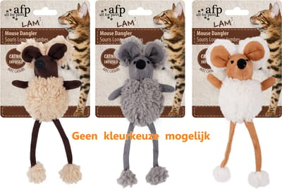 Afp mouse dangler lamswol met catnip assorti 16 cm