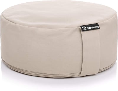 Yogakussen, rond meditatiekussen met een diameter van ca. 31 cm, 13 cm hoog, gevuld met boekweit en spelt, overtrek van 100% extra dik katoen kan in de machine worden gewassen