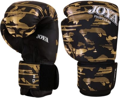 Joya Camo V2 Kickbokshandschoenen PU - Zwart/Goud (Beschikbaar in verschillende maten)