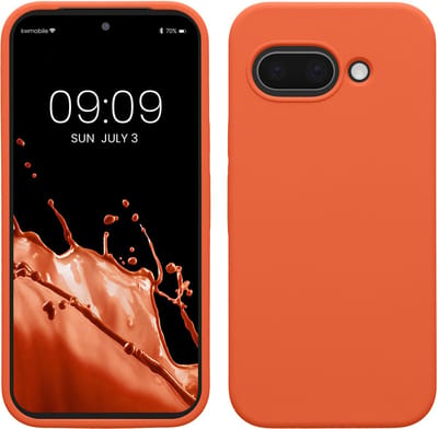 kwmobile telefoonhoesje geschikt voor Google Pixel 9a - Hoesje met siliconen coating - Smartphone case in zomers oranje