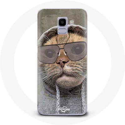 Coque pour Samsung Galaxy A6 2018 Chat avec une capuche photo drole Animaux