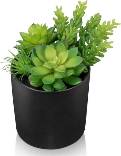 Kunstplant Vetplant - Decoratieve Plant - Tafeldecoratie - Realistische Uitstraling - 14x14x20 cm - Groen