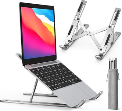 Verstelbare Laptop Standaard – Ergonomisch, Opvouwbaar, Aluminium, Voor Laptops tot 17,6 inch - Zilver
