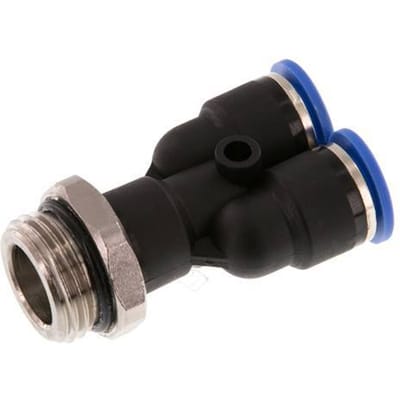 10mm x G1/2'' Y-koppeling Messing/PA 66 Insteekfitting Buitendraad Draaibaar NBR