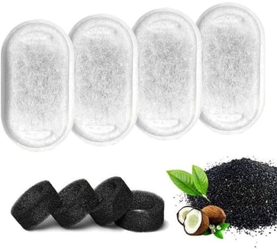Koolfilter Set van 4 - Actieve Koolfilter - Schuimstoffilter - Vervangingsfilter - Kattenwaterfontein - 7,6 x 4,2 cm - Waterfilter