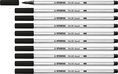 Brushstift STABILO Pen 568/46 zwart - 10 stuks