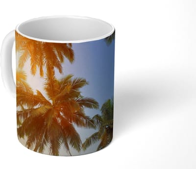 Mok - Koffiemok - Palmboom - Zon - Zomer - Tropical - Mokken - 350 ML - Beker - Koffiemokken - Theemok