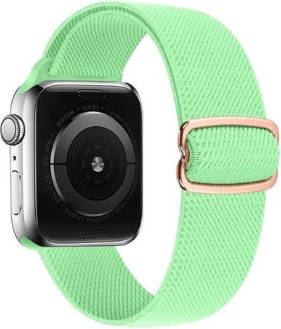 By Qubix - Geschikt voor Apple Watch bandje - Solo Loop Nylon bandje - Lichtgroen - Geschikt voor Apple Watch 44mm / 45mm / 46mm / 49mm (Ultra 1,2 en 3) - nylon - bandje iWatch