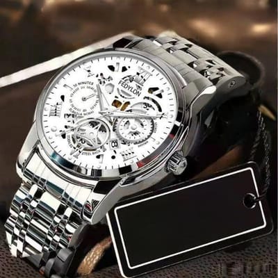 Heren Niet-mechanisch Horloge Volautomatisch Waterdicht Nieuw Grote Wijzerplaat Hol Herenhorloge minimum white