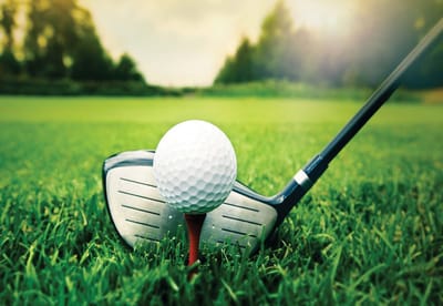 Fotobehang Golf Ball Club | XL - 208cm x 146cm | 130g/m2 Vlies
