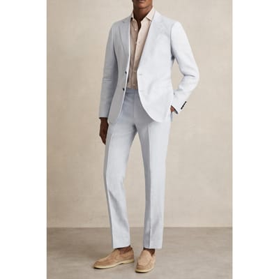 Reiss Linen Mixer Trouser Soft Blue Size: W30 | Tailored Pants Outlet | Heren | Blauw
