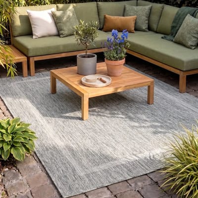 Flycarpets Capri Buitentapijt - Buitenkleed - Vloerkleed Voor Binnen & Buiten - Weer en UV bestendig - Perfect voor Balkon, Terras en Serre - Grijs - 80x250 cm