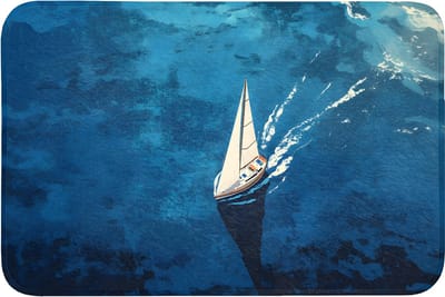 Badmat 90x60 cm - Antislip - Zeilboot - Water - Abstract - Schaduw - Badmatten voor badkamer - Badkamermat - Douchemat - Badkamer mat