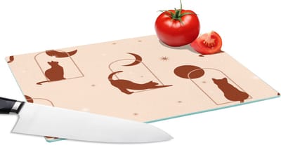 Glazen Snijplank - 28x20 - Kat - Sterren - Patronen - Snijplanken Glas