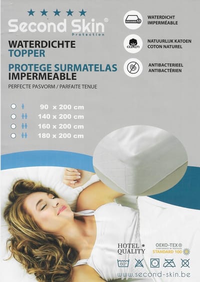 Second Skin - MOLTON met PU laag - waterdichte - matrasbeschermer - 90x200 - waterdicht en ademend
