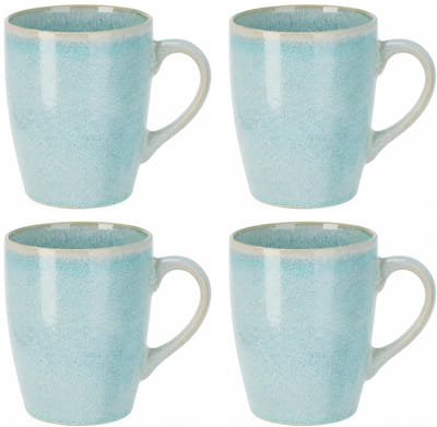 Siaki Koffiemok / theemok Faye - turquoise - set 4x - 340 ml - mokken - kerammiek - tas