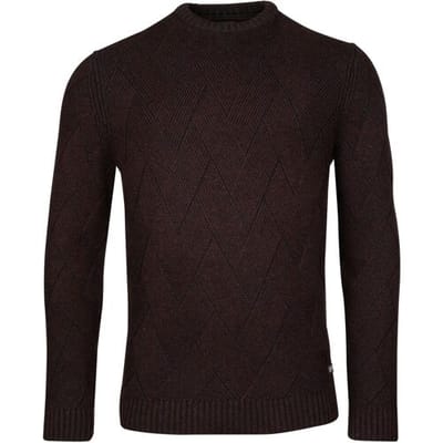 Baileys Trui Crew Neck Plated Large V-Shape Structure Knit Aubergine / male