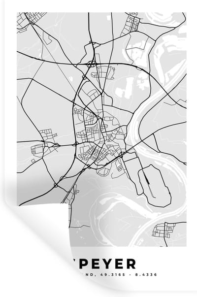 Muurstickers - Sticker Folie - Stadskaart - Duitsland - Kaart - Speyer - Plattegrond - 20x30 cm - Plakfolie - Muurstickers Kinderkamer - Zelfklevend Behang - Zelfklevend behangpapier - Stickerfolie