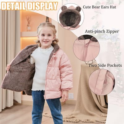Babyjas voor jongens en meisjes met pluche berenoren - Winterjas met capuchon en zakken