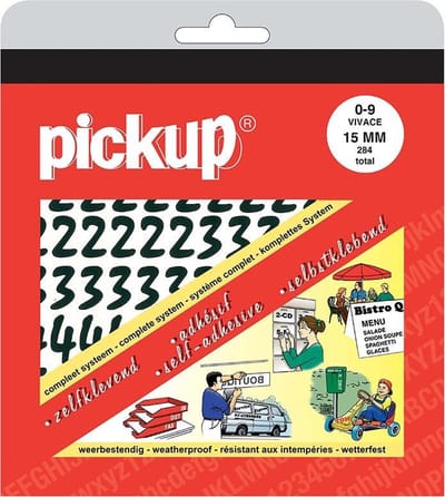 Pickup plakcijfers boekje Vivace zwart - 15 mm
