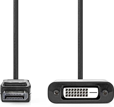 Nedis DisplayPort-Adapter - DisplayPort Male - DVI-D 24+1-Pins Female - 1080p@60Hz - Vernikkeld - Recht - 0.20 m - Rond - PVC - ABS - Zwart - Doos
