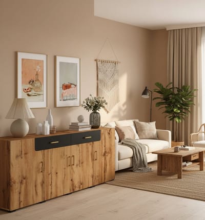 Industrial Home Dressoir & TV-Meubel - 5x80 cm - Zwart - & TV-Meubel – 208x39,5x80 cm - Medahomestore