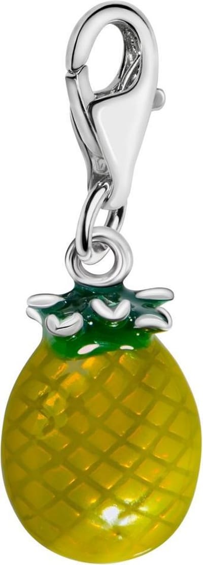 Quiges – 925 - Zilver – Charm - Bedel - Hanger - 3D Fruit Ananas - met – sterling - zilver - karabijnslot - geschikt - voor - Bedelarmband HC346