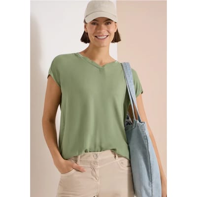 Blouse met korte mouwen en een mix van texturen