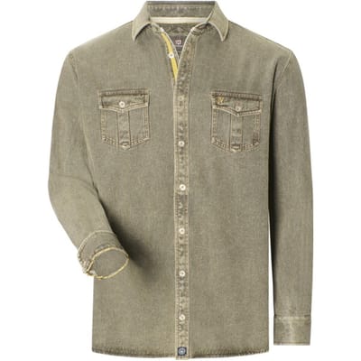 Jan Vanderstorm herren Denim Overhemd - 41/42 - olijf - Plus Size