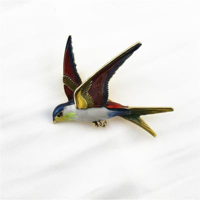 Grappige kleurrijke zwaluw broche meisje studentenkleding schooltas accessoires decoratieve speld dier vogel broches cadeau black