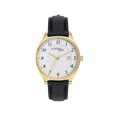 Mooi Leren Heren Adora horloge Met datum