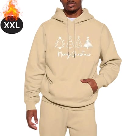 Bovista Kersttrui - Heren - Foute Kersttrui - Christmas Sweater - Kerst Sweater - Kerstboom - Christmas Jumper - Hoodie - Abrikoos - XXL