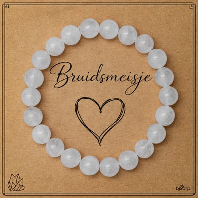 Bixorp Bergkristal Armband op Cadeau Kaartje - Bruidsmeisje - 8mm / 18cm Edelsteen Kralenarmband - Inclusief Cadeau Envelop