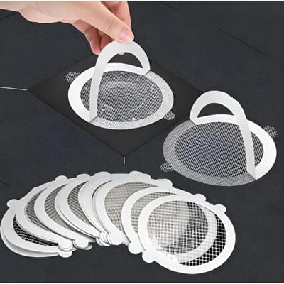 10 pièces Siphons de Douche Capteurs de Cheveux Filtre Maillage Anti-Bouchon et Adhésif Installation Facile, Siphons Ronds, Bouchon de Cheveux de Douche et Filtre Maillage Adhésif 10pcs gray