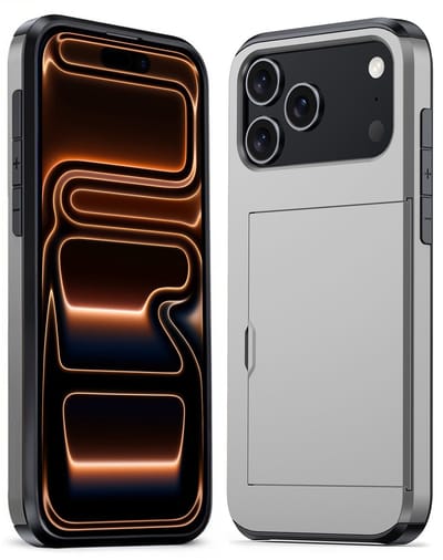Hoesje Geschikt voor iPhone 17 Pro / 18 Pro Hoesje Pasjeshouder Shockproof Hard Case - Hoesje Geschikt voor iPhone 17 Pro / 18 Pro Hoes Met Kaarthouder - Grijs