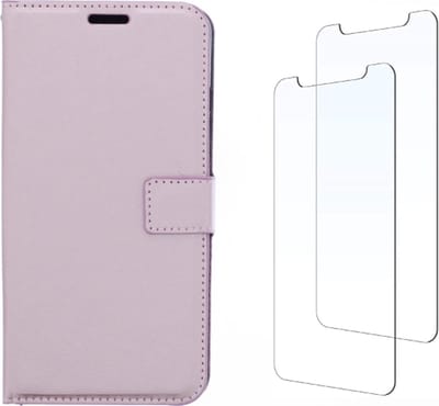 LuxeBass Hoesje geschikt voor Huawei P Smart 2020 hoesje book case + 2 stuks Glas Screenprotector rose goud gsm hoesje - telefoonhoes - telefoonhoesjes - beeldscherm - scherm - tempered glas