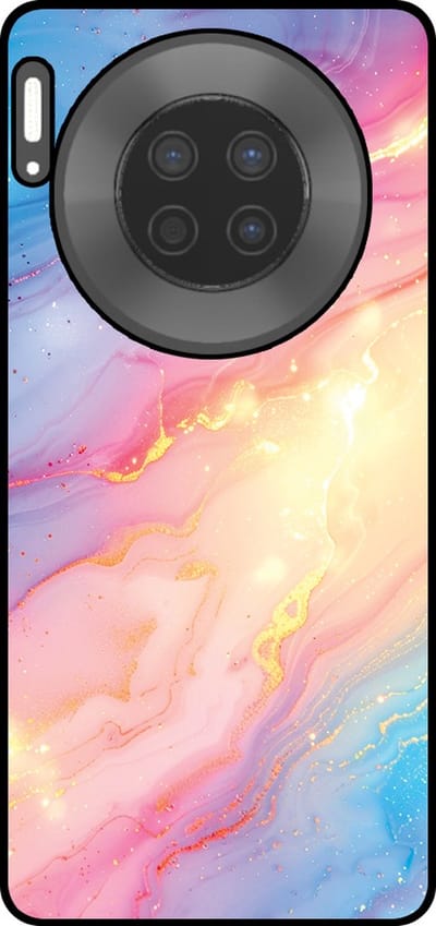 Smartphonica Telefoonhoesje Geschikt voor Huawei Mate 30 met Regenboog Glitter Marmer Opdruk - TPU Backcover Case Rainbow Glitter Marble Design geschikt voor Huawei Mate 30
